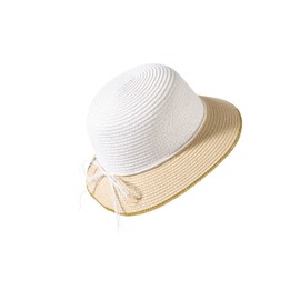 Sterntaler Straw Hat Bow UV 50+ – Children's Hat Protects the Head from the Sun – Girls' Hat with Bow and Gold Edge – Sun Hat Children, White