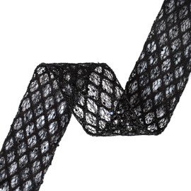 VATIN 2-1/2" Black Christmas Ribbon, Black Glitter Mesh Diamond Web Sequin Dots Wired Christmas Ribbon for Gift Wrapping Bow Making Wreath Supply-10 Yards