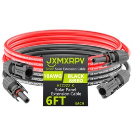 JXMXRPV Solar Extension Cable 6.6Ft 10AWG, Solar Wire with Tool-Free Solar Connectors, Waterproof Solar Panel Extension Cable 6mm², PV Cable 10Gauge for Home Boat RV Solar Panels(6.6ft)