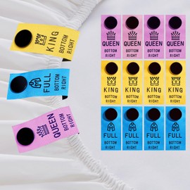 12-Pack Color-Coded SheetSnaps Bed Sheet Corner Labels for Queen/King/Full, Bed Sheet Straps, Fitted Sheet Straps