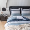 EAVD Cotton Duvet Cover Set White Gray Blue Striped Duvet