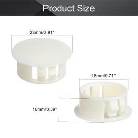 Fielect 10pcs Hole Plugs White 3/4 Inch (19mm) Plastic Hole Cover, Flush Type Round Snap Panel Locking Hole Plugs Cover, Pipe Post End Cap for Cabinet Furniture Protectors