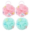 4 Pack African Net Shower Puffs - Mesh Soft Loofah