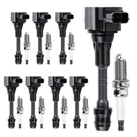 Ignition Coil Pack and Iridium Spark Plugs Set of 8 Compatible with Nissan Titan 2004-2007/Armada 2005-2006/Pathfinder Armada 2004 & Infiniti QX56 2004-2006 5.6L V8, Replace OE# UF510, 5018