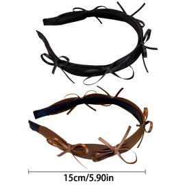 Cute Bow Headband Women's French Bows Headband Black Brown Ribbon Bow Headband Hair Band Women's Plastic Satin Bow Knot Hair Band Kawaii Bows Hair Accessories Women