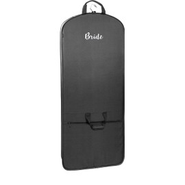 WallyBags® Garment Bag Premium Tri-Fold Travel Exterior Pocket, Black-B1, 60-Inch