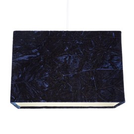 Modern and On-Trend Designer Deep Navy Midnight Blue Crushed Velvet Fabric Rectangular Lamp Shade for Wall Ceiling or Table - 29cm Length Suitable for The Home or Commercial Usage by Happy Homewares