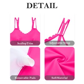 Milin Naco Tankini Swimsuits for Women Tummy Control 2 Piece Swimsuit Scallop Trim Tankini Top with Bottom Bathing Suits 2025 Red Rose