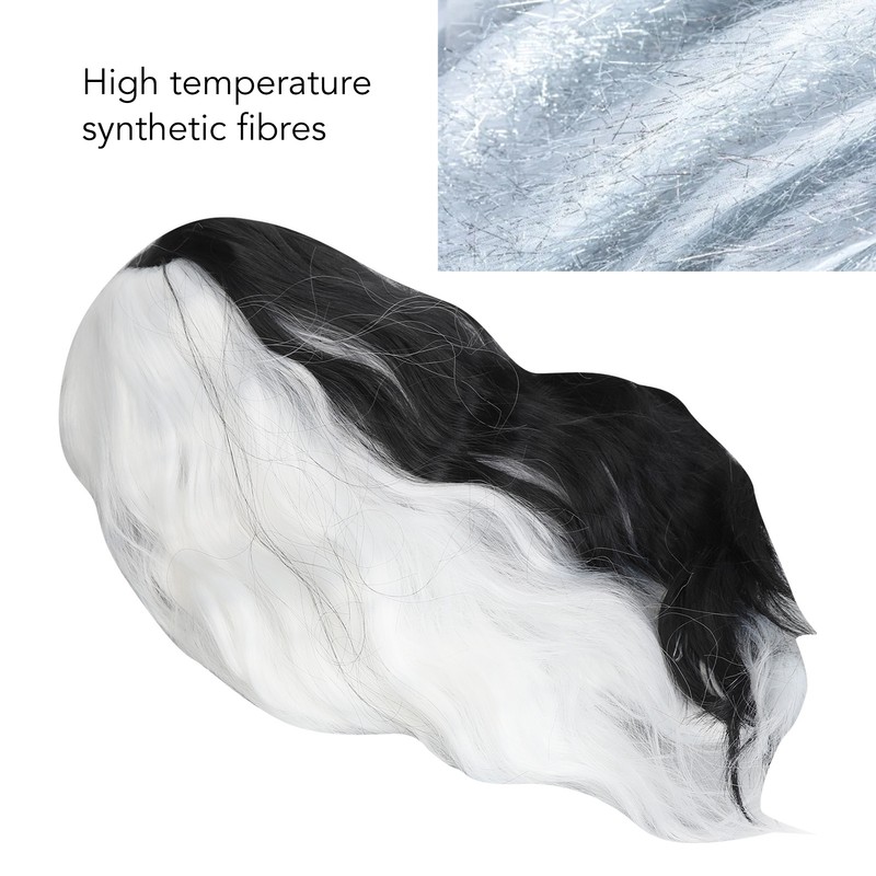 Black and White Short Curly Wig Women Cosplay Party Shoulder