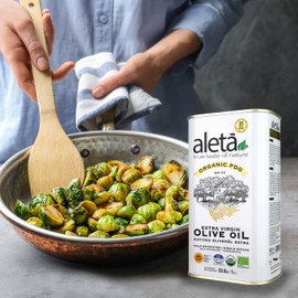 Aleta Aleta Farms, Extra Virgin Olive Oil, Organic Single Origin, Cold-Pressed, Single Estate PDO, Koroneiki, Gold Awards, 33.8 oz, (1 Ltr) Pack of 4