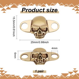FINGERINSPIRE 2 Pcs Skull Shoe Lace Charms Antique Shoelace Buckle Detachable Fashion Brass Skeleton Shoelaces Decorations Jewelry Shoelace Charm for Sneakers, Boots, Casual Shoes Accessory
