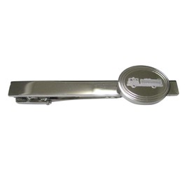 Kiola Designs Silver Toned Etched Oval Fire Truck Tie Clip