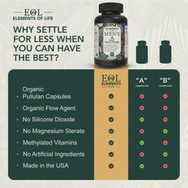 Men's Daily Multivitamin Supplement – 120 Capsules with Methylated Vitamins & Clean Ingredients – Essential Nutrients for Energy, Immune & Overall Health