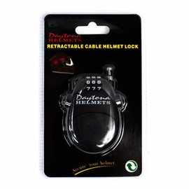 Daytona Helmets Motorcycle Helmet Lock - Retractable Cable Lock, Matte Black - 3-Digit Combination Lock for Helmets, Ski, Bike, Luggage, and Stroller Security