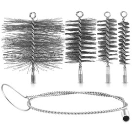 Chimney Brush, Chimney Sweep Brush, Cooker Pipe Brush, Chimney Brush, Flexible Extension Stove Pipe Brush Set of 4 0/50/80/150 mm, Durable Steel Wire Brush for Cleaning