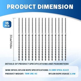 CHIHOLEN Pack of 15 Replacement Trimmer Lines Compatible with Bosch F016800431.37 cm x 3.5 mm Grass Trimmer Line for Bosch AFS 23-37 Brush Cutter