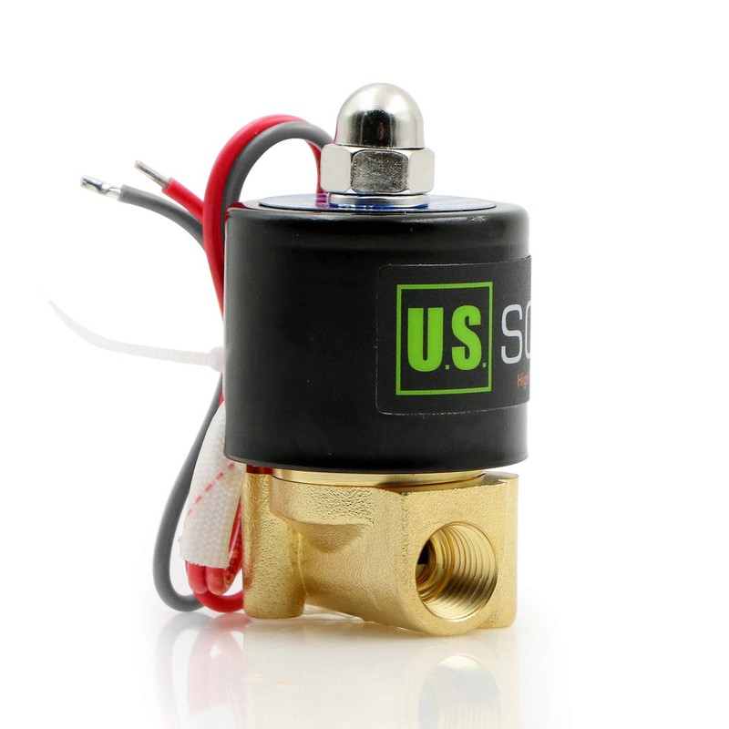 U.S. Solid 1/4" Brass Electric Solenoid Valve 24VAC Normally Closed