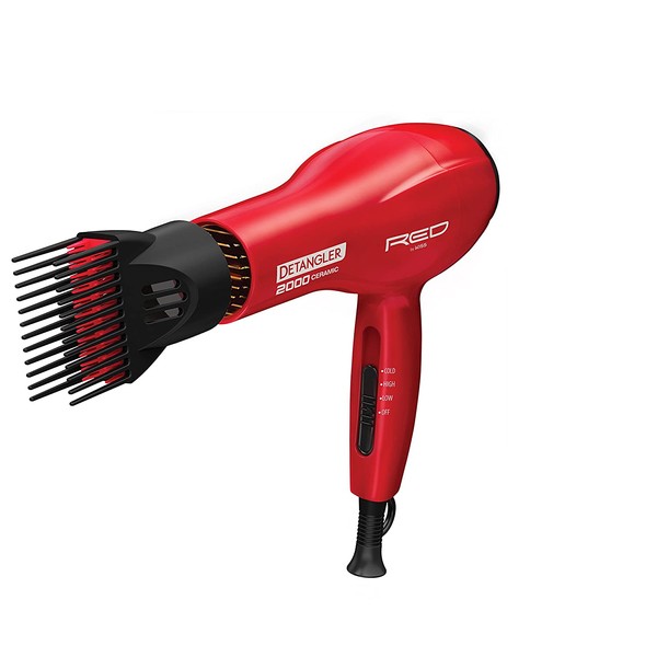 Kiss Products Red Detangler Dryer Plus 3 Attachments, 1.75 Pound