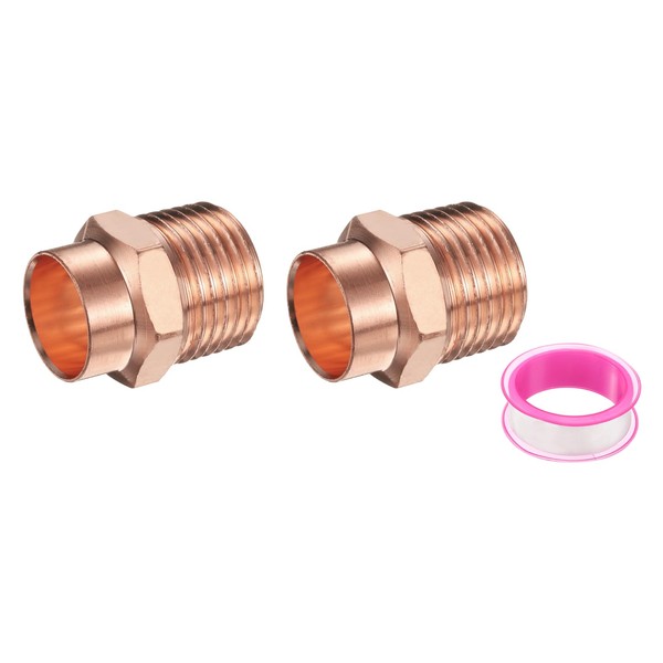 PATIKIL 15.88mm ID x 1/2" NPT Male Adapter Fitting, 2Pcs