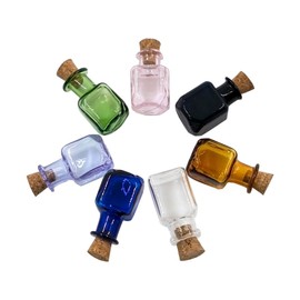 Jarvials 2ml Mini Rectangle Glass Color Bottles With Cork Colored Glass Bottles with Cork Stoppers Mix 7 Colors