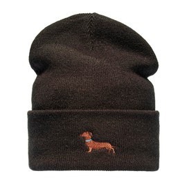 Baddery Knitted Hat Men & Women: Dachshund - Gift for Dog Owners Hunter Gifts - Beanie Men Hat Walking, Black - Dachshund