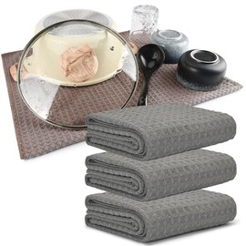 KYOSAMA Dish Towel, Microfiber, Large Size, 19.7 x 31.5 inches (50 x 80 cm), Super Absorbent, Drying Towel, Drying Towel, Cloths, Dish Wipe, Glass Wipe, Pot Wipe, Cleaning, Gray 3 Pieces