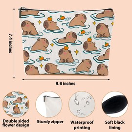 Cute Capybara Makeup Bag, Capybara Gifts for Women, Capybara Lovers Cosmetic Bag Travel Organizer Bags Makeup Pouch, Capybara Stuff Animal Lovers Gifts for Girls Sister Christmas birthday Gifts