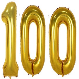 40inch Gold Foil 100 Helium Jumbo Digital Number Balloons, 100th Birthday Decoration for Women or Men, 100 Birthday Party Supplies