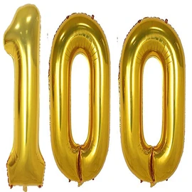 40inch Gold Foil 100 Helium Jumbo Digital Number Balloons, 100th Birthday Decoration for Women or Men, 100 Birthday Party Supplies
