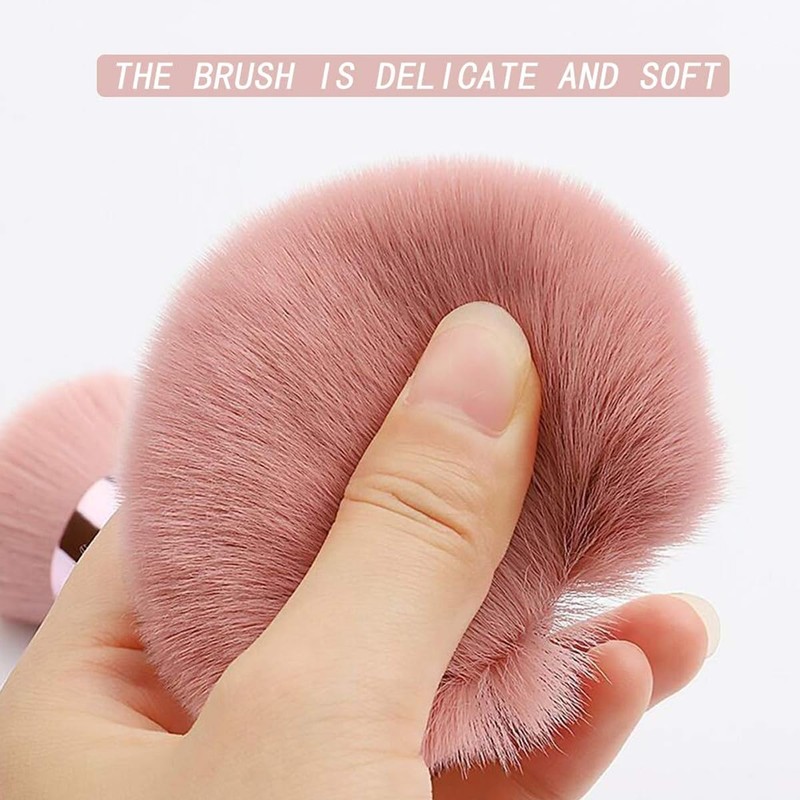AIMALL 2pcs Mushroom Head Makeup Brush Set, Pink Loose Powder