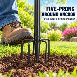 79 Inch Bird Feeder Pole, Heavy Duty 1 Inch Metal Birdhouse Mounting Pole with 5-Prong Ground Base and Platform