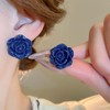 Allereya Boho Blue Rose Earrings Rose Floral Stud Earrings Enamel
