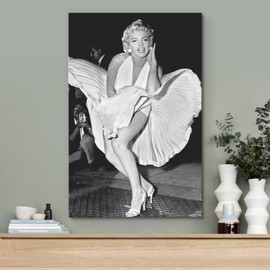 wall26 Canvas Print Wall Art Portrait of Marilyn Monroe with Dress People Pop Culture Historical Realism Famous Closeup Colorful Multicolor Classical for Living Room, Bedroom, Office - 24"x36"
