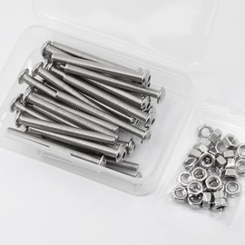 (30 Sets) M5-0.8 x 50mm Socket Head Cap Screws and Nuts Set 304 Stainless Steel 18-8 Button Head Bolts