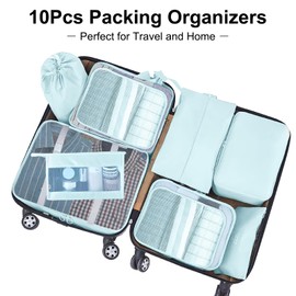 Koffer Organizer Set, 10 Stück Packing Cubes for Suitcase Travel Accessories Kofferorganizer Set Kleidertaschen Packwürfel Kosmetik Travel Organizer Packtaschen für Koffer