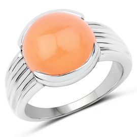 6.00 Carat Genuine Peach Moonstone .925 Sterling Silver Ring