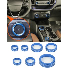 Savadicar CKT02 Billet Aluminum Control Knob Trim Sets, Headlight/4WD/HVAC Climate Control Knob Bezels, Air Conditioner/Radio Switch Cover for 2021-2025 Ford Bronco Sport, Interior Accessories, Blue