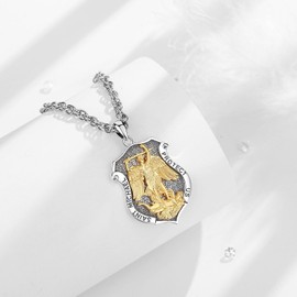 EUDORA Saint St Michael Necklace for Men Women S925 Sterling Silver, Archangel St Michael Pendant Medalla de San Miguel Arcangel Catholic Christian Protection Amulet Jewelry Gifts for Mens,22"+2"