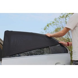 Car Window Shades - Blocks 92% UVA & UVB Rays - Covers Rear Windows - Still Open Windows with Shade ON - Premium Quality Car Sun Shades - Fit Max (door): H80x110cm - Universal Easy Fit - Pack of 2