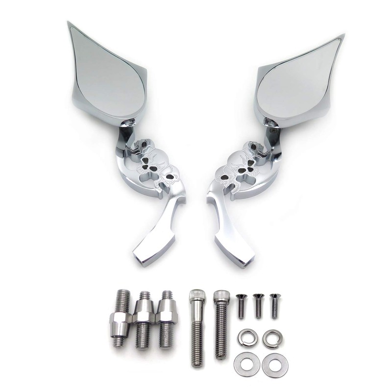 SMT-CHROME Billet Skull Blade Mirror Compatible With Harley Electra Heritage