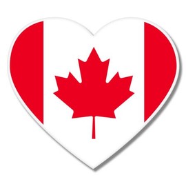 Canada Flag Heart Vinyl Sticker - Car Phone Helmet - Select Size