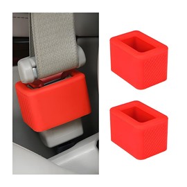 TNAIYH Car Seat Belt Buckle Holder, 2PCS Silicone Vehicle Seatbelt Buckle Booster for Kids, Automotive Seatbelt Fasten Holder Makes Receptacle Upright for Easy Access, Universal Fit (Red)