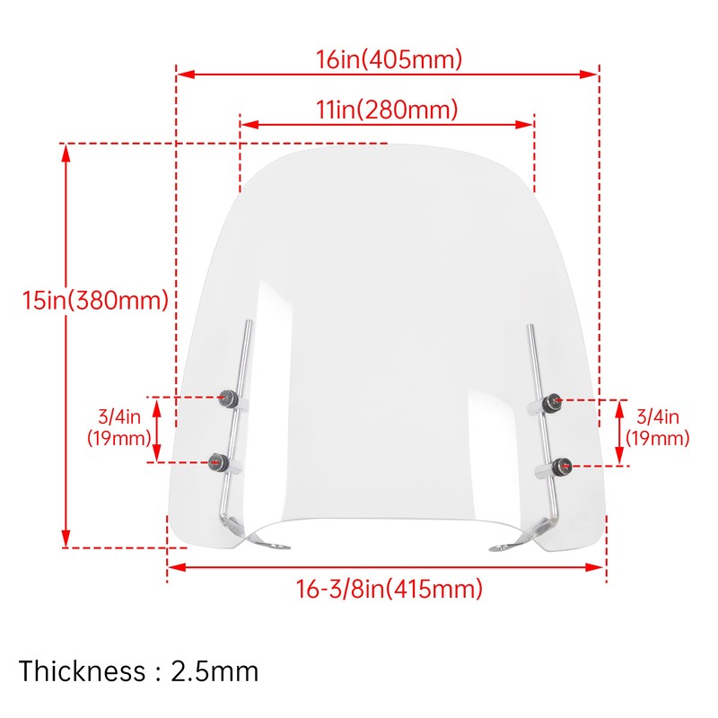 14.3"x16.5" Clear 125cc 150cc Scooter Moped Dirt Bike Motorcycle Windshield