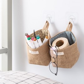 DB-01 Linen mini basket cotton fabric wall-mounted storage Basket SPBR-3 Stripe Brown 3ea