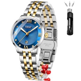 F.ZEGAO Watches for Women, Luxury Diamond Dress Watches for Ladies, Analog Watch Women Waterproof, Royal Blue