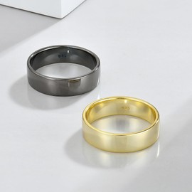 STARCHENIE Solid 925 Sterling Silver Gold Ring for Men & Women 6mm High Polish Wedding Band Size 12