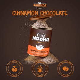 Fireside Coffee Cinnamon Chocolate Cafe Mocha - Instant Coffee Chocolate Blend - Premium Caffeinated Drink Mix for Hot, Iced, Milkshake, and Mocha Frappe Mix, Only Add Water and Enjoy, 8 Ounces