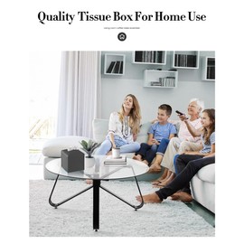 Tissue Box Cover, Jeethemy Square PU Leather Tissue Box Holder, Modern Tissue Case Facial Paper Organizer Dispenser，5X5X5'',Single Charcoal