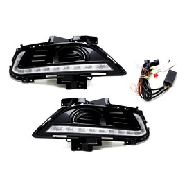iJDMTOY Xenon White LED Daytime Running Light Fog Lamps Compatible with 13-16 Ford Fusion, Includes (2) LED DRL Bezel Assemblies & Module Box, Each Lamp Powered by (16) High Power LED Lights