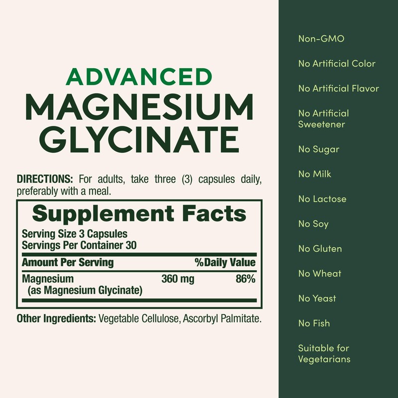 Nature's Bounty Calm Magnesium Glycinate Supplement - High Absorption Magnesium